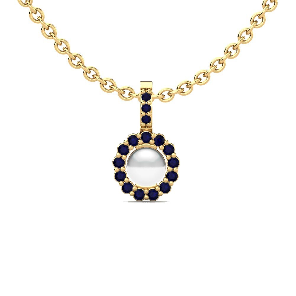 Gelbgold 750 Dunkelblauer Zirkonia Damen anhänger Vinny