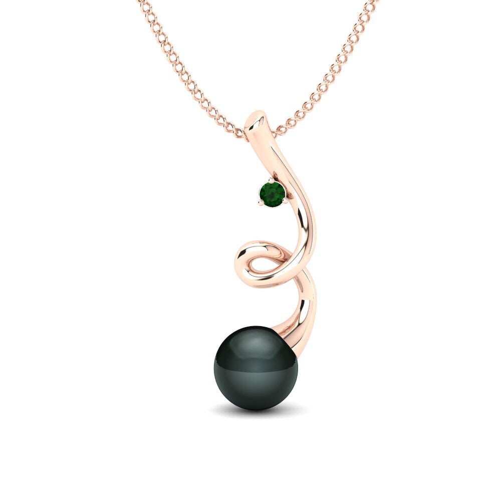 18ct Rose Gold Emerald Women's Pendant Corey Ø10 mm