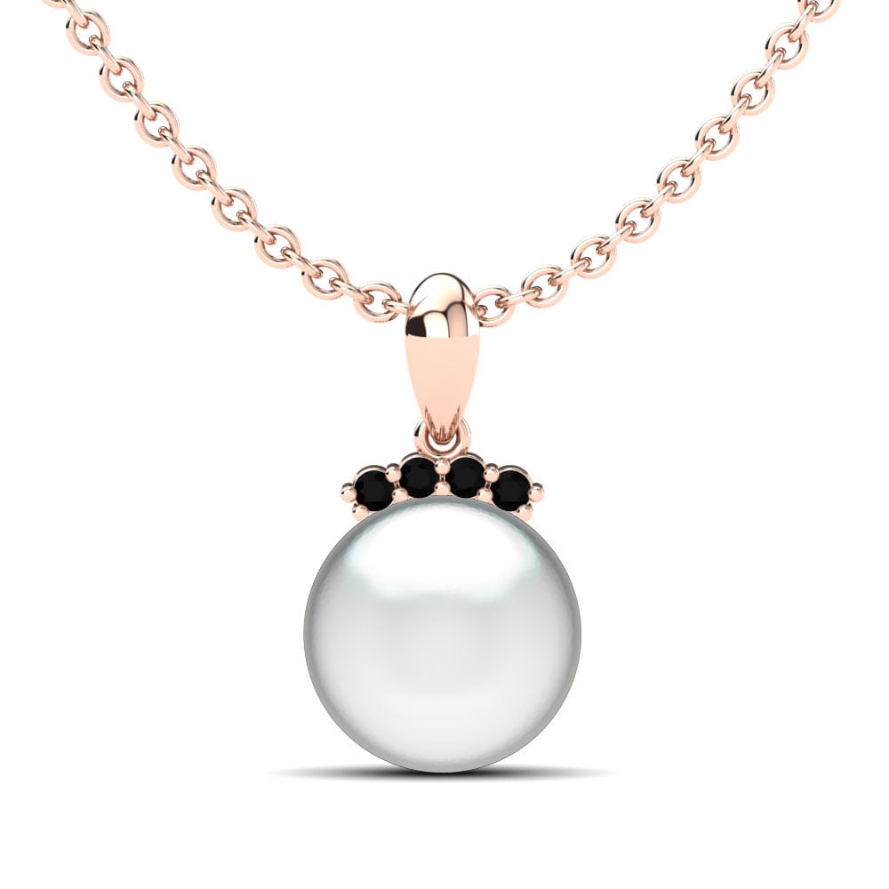 9ct Rose Gold Black Diamond Women's Pendant Chica Ø10 mm