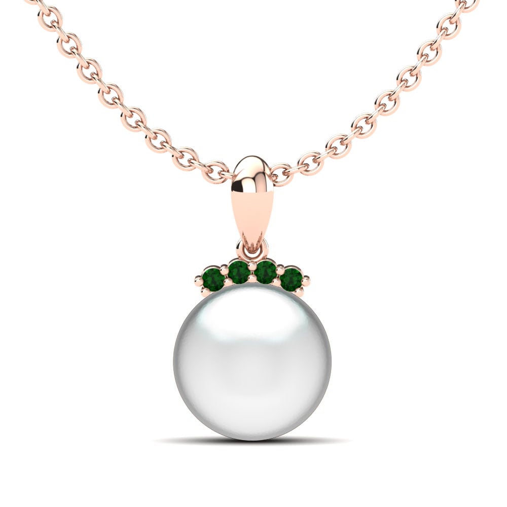 18ct Rose Gold Emerald Women's Pendant Chica Ø10 mm