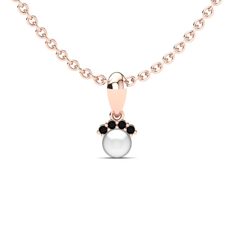 9ct Rose Gold Black Diamond Women's Pendant Chica Ø4 mm