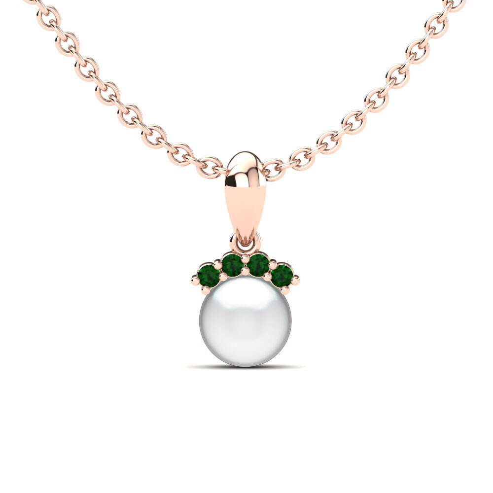 18ct Rose Gold Emerald Women's Pendant Chica