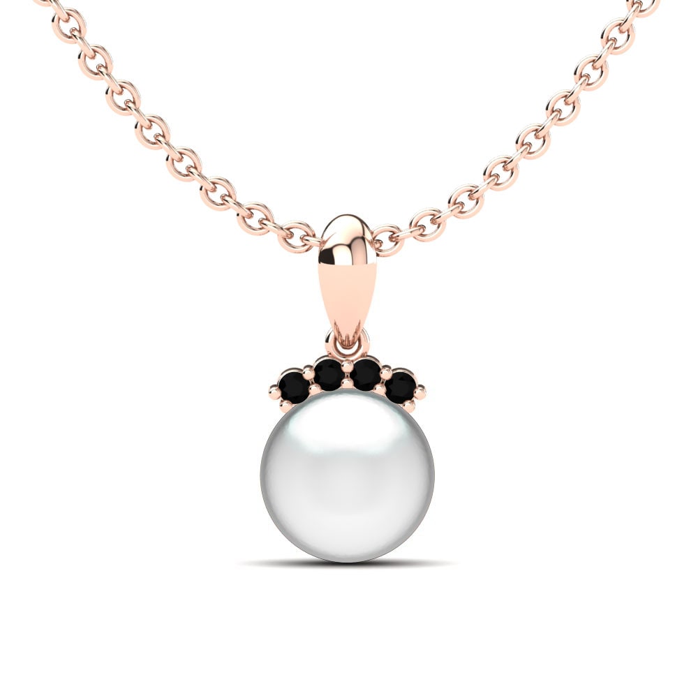 9ct Rose Gold Black Diamond Women's Pendant Chica Ø8 mm
