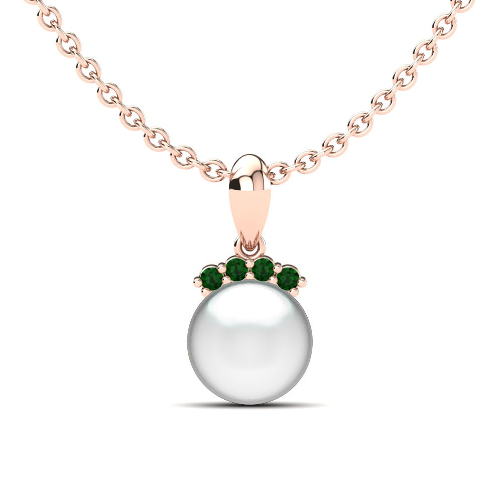 18ct Rose Gold Emerald Women's Pendant Chica Ø8 mm