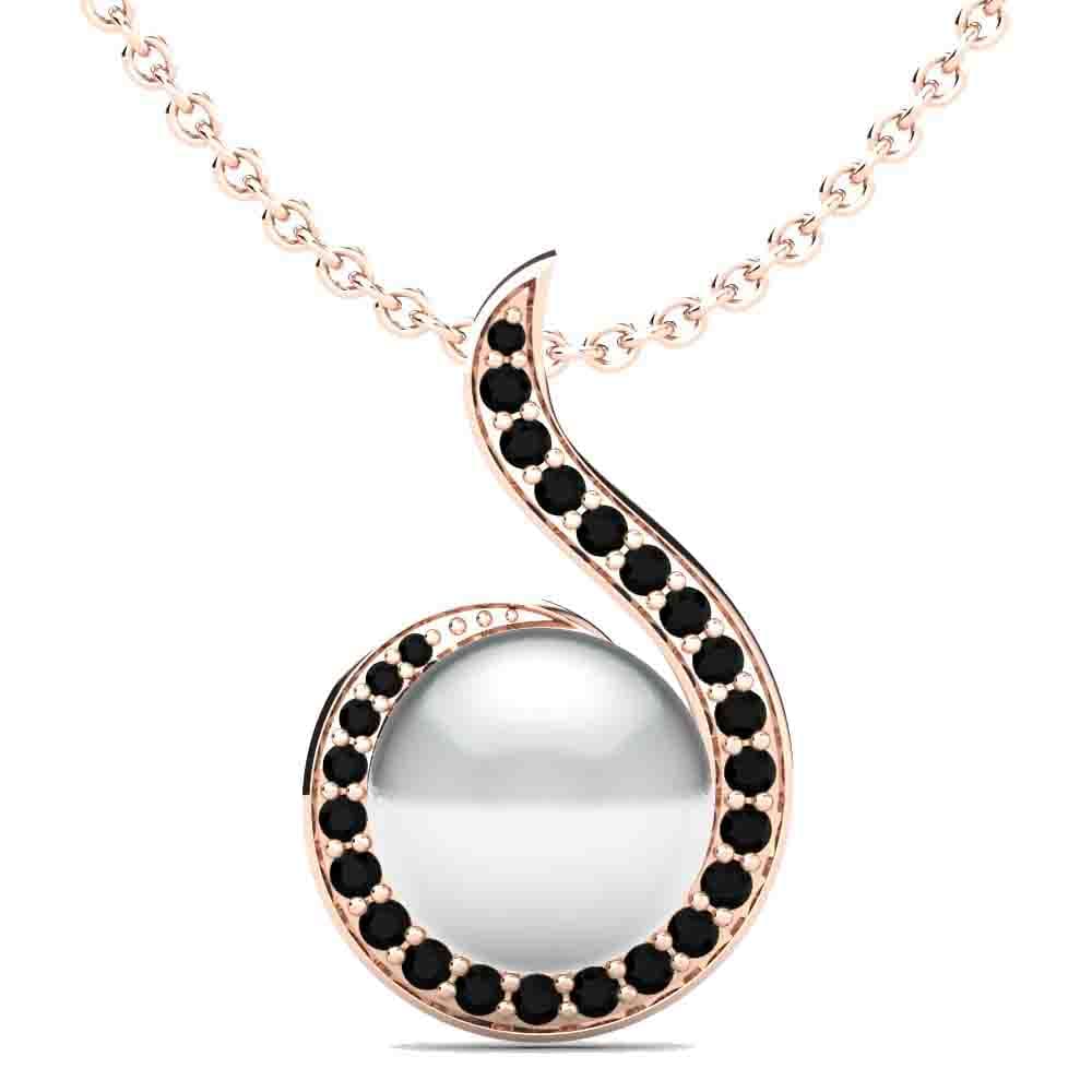 9ct Rose Gold Black Diamond Women's Pendant Lacey Ø10 mm