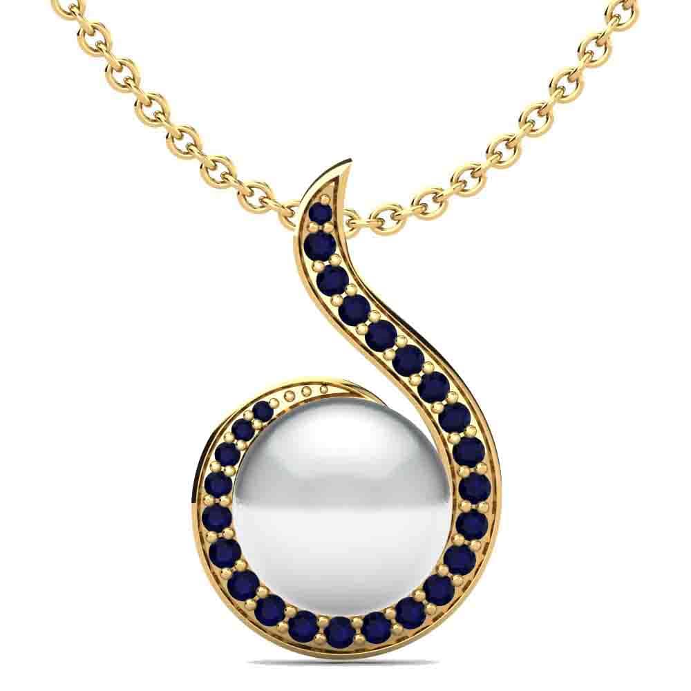 9ct Yellow Gold Sapphire Women's Pendant Lacey Ø10 mm