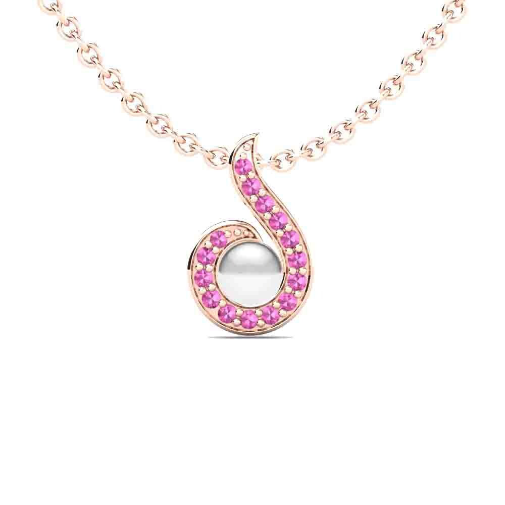 Rotgold 585 Rosa Turmalin Damen anhänger Lacey Ø4 mm