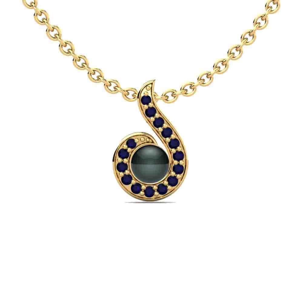 9ct Yellow Gold Sapphire Women's Pendant Lacey Ø4 mm
