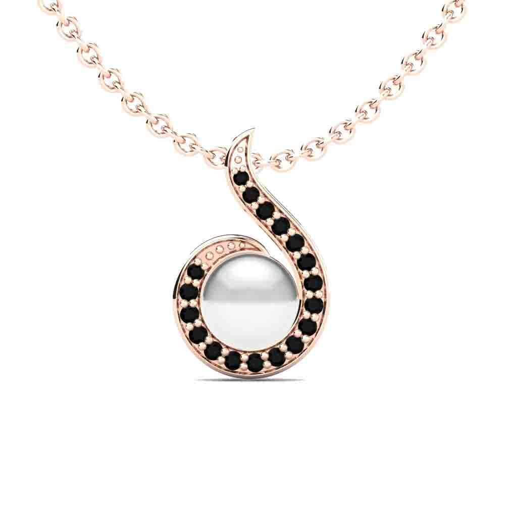 9ct Rose Gold Black Diamond Women's Pendant Lacey