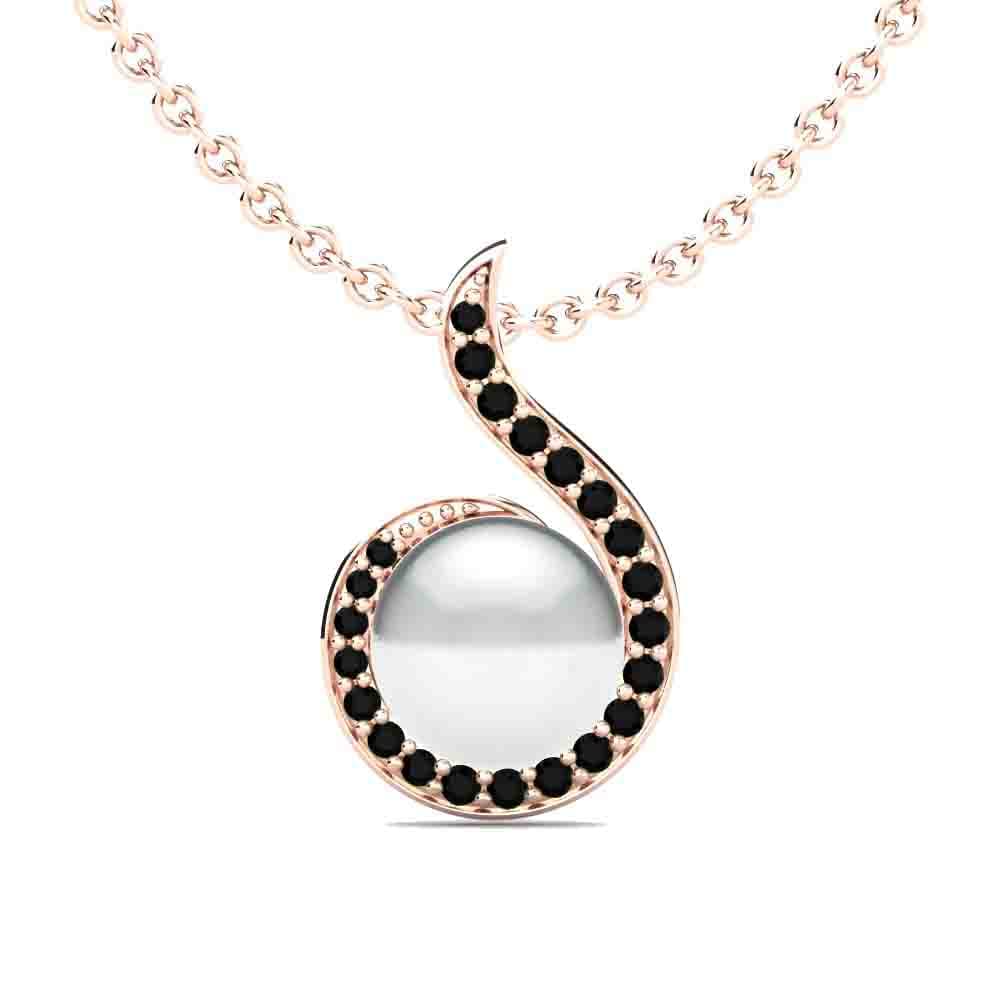 9ct Rose Gold Black Diamond Women's Pendant Lacey Ø8 mm