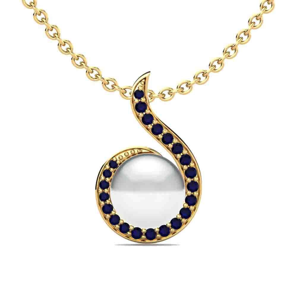 9ct Yellow Gold Sapphire Women's Pendant Lacey Ø8 mm