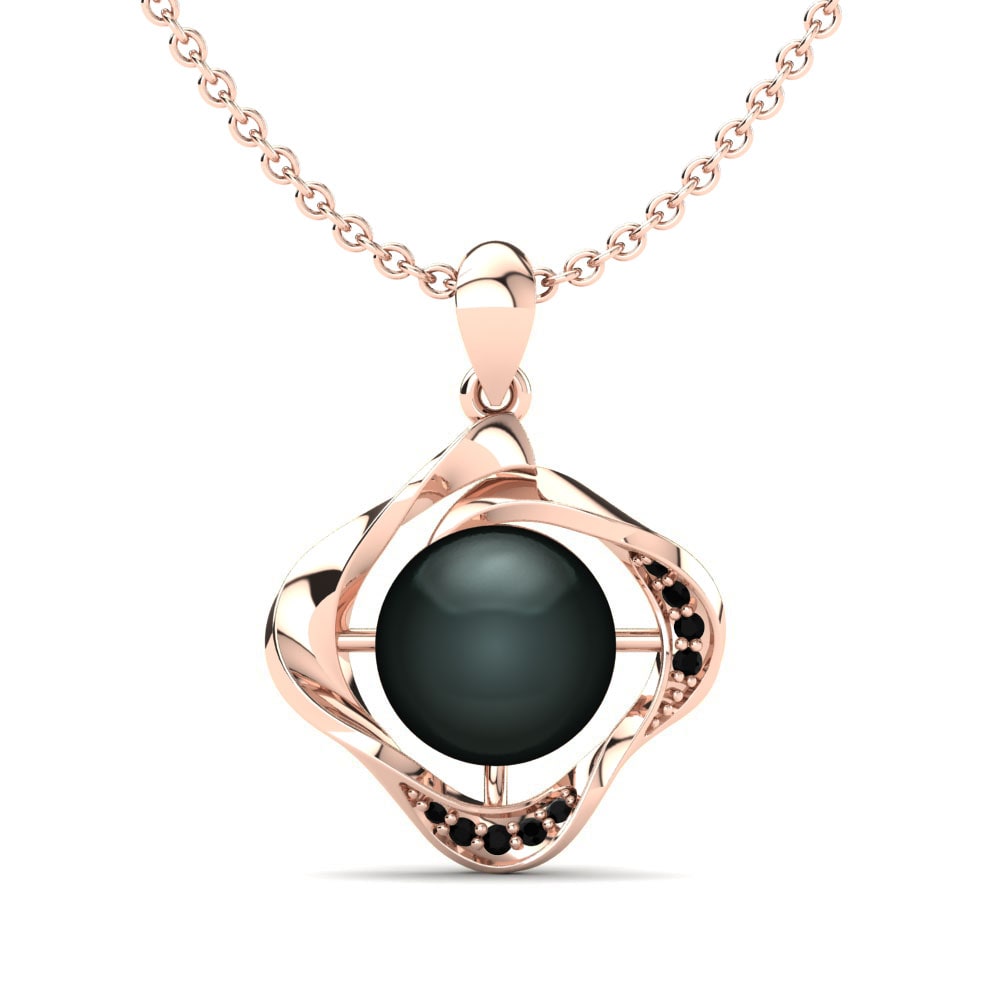 9ct Rose Gold Black Diamond Women's Pendant Delmare Ø10 mm