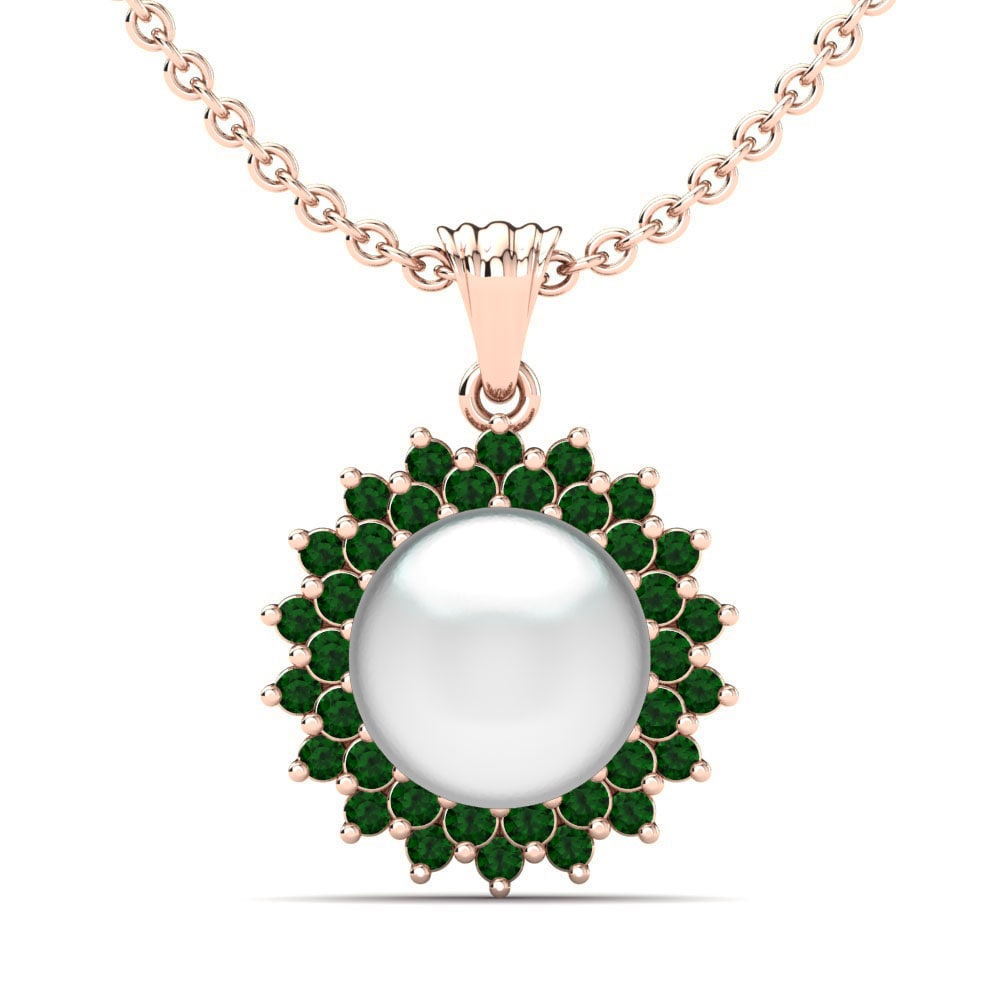 18ct Rose Gold Emerald Women's Pendant Ryella Ø10 mm