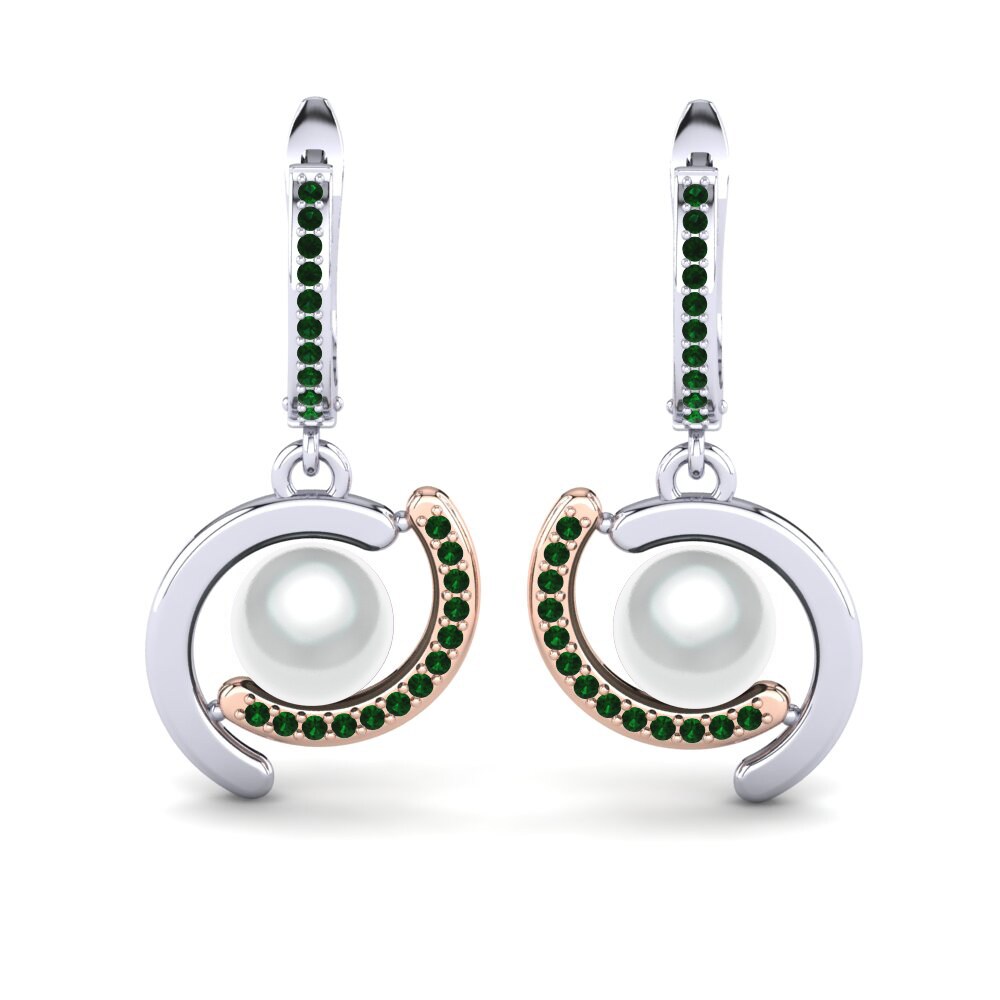 585 Weiß & Rotgold Grüner Zirkonia Damen ohrring Marsena Ø8 mm