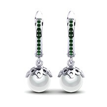 Cultured Pearls Emerald Earrings