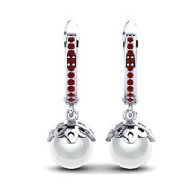 Cultured Pearls Ruby Earrings