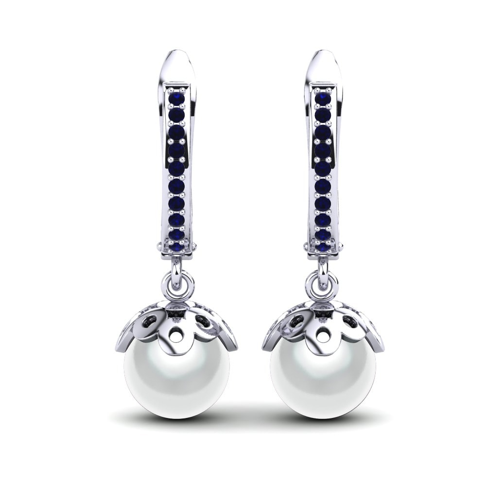 Cultured Pearls Sapphire Earrings