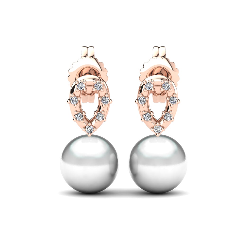 14ct Rose Gold Lab Grown Diamond Women's Earring Leokadia Ø8 mm