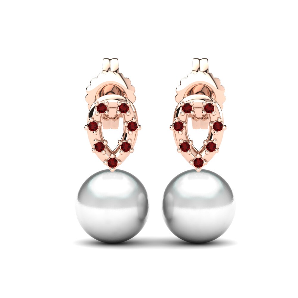 Rotgold 585 Roter Zirkonia Damen ohrring Leokadia Ø8 mm