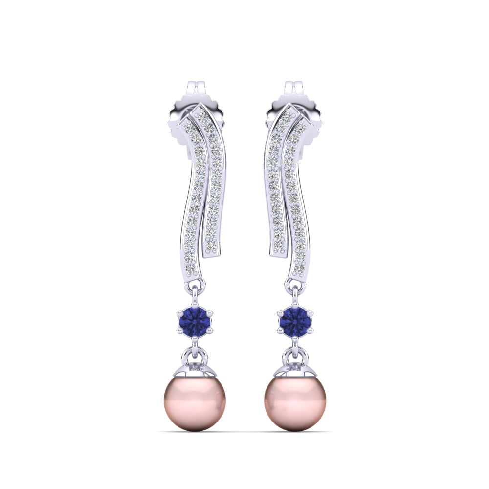 950 Palladium Tanzanite Women's Earring Chanika Ø6 mm