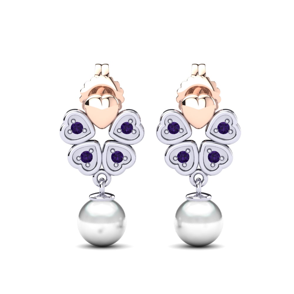 585 Rot & Weißgold Amethyst Damen ohrring Zemira