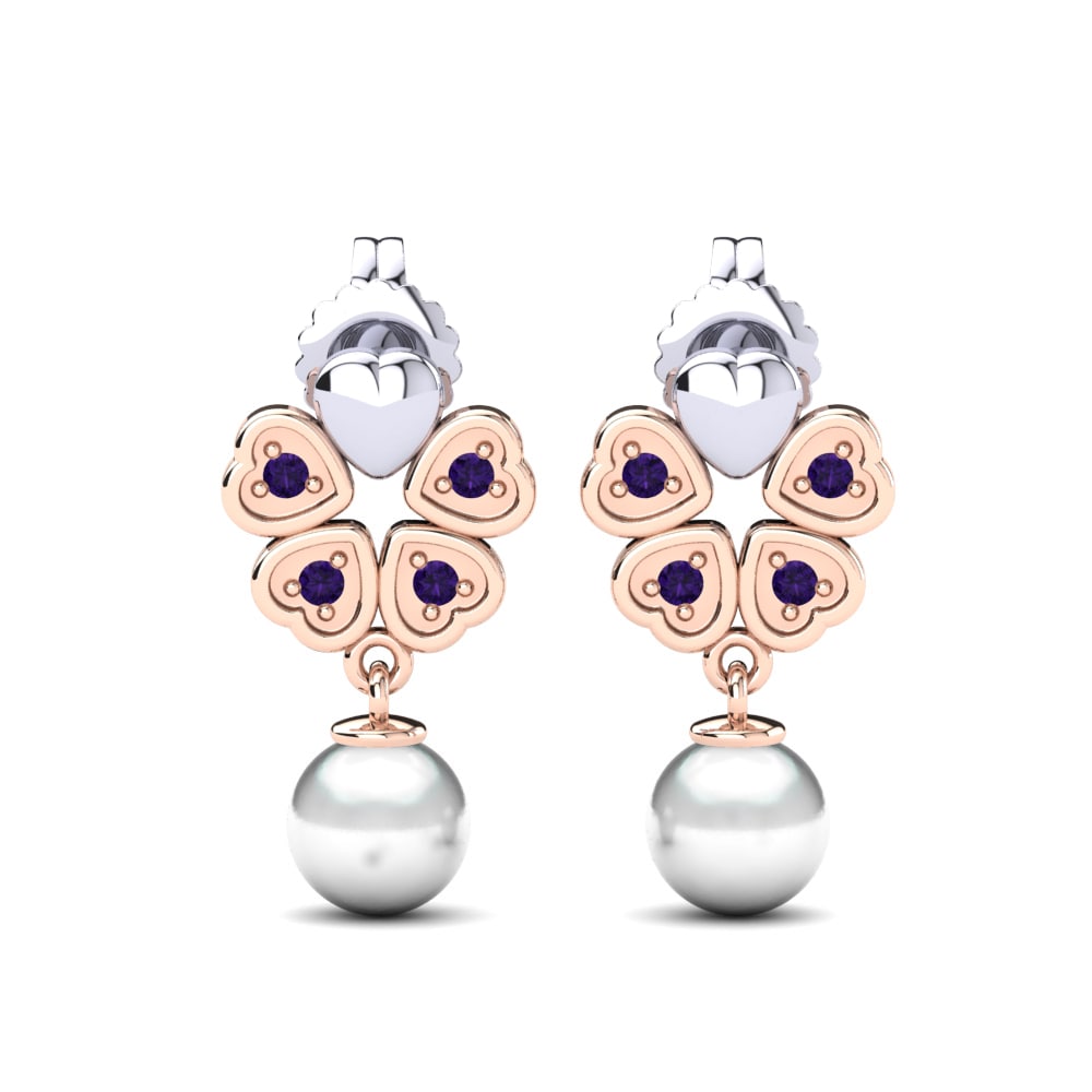 585 Weiß & Rotgold Amethyst Damen ohrring Zemira