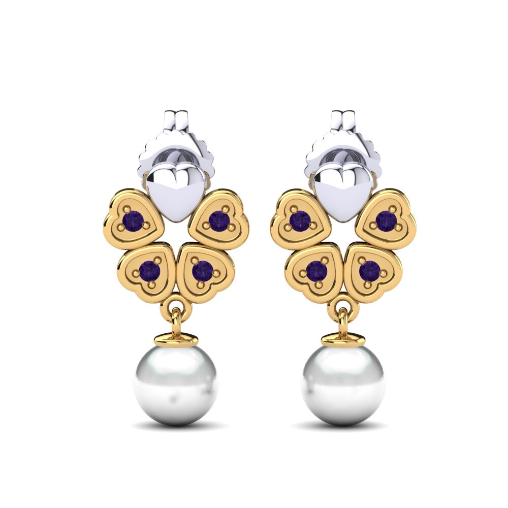 375 Weiß & Gelbgold Amethyst Damen ohrring Zemira
