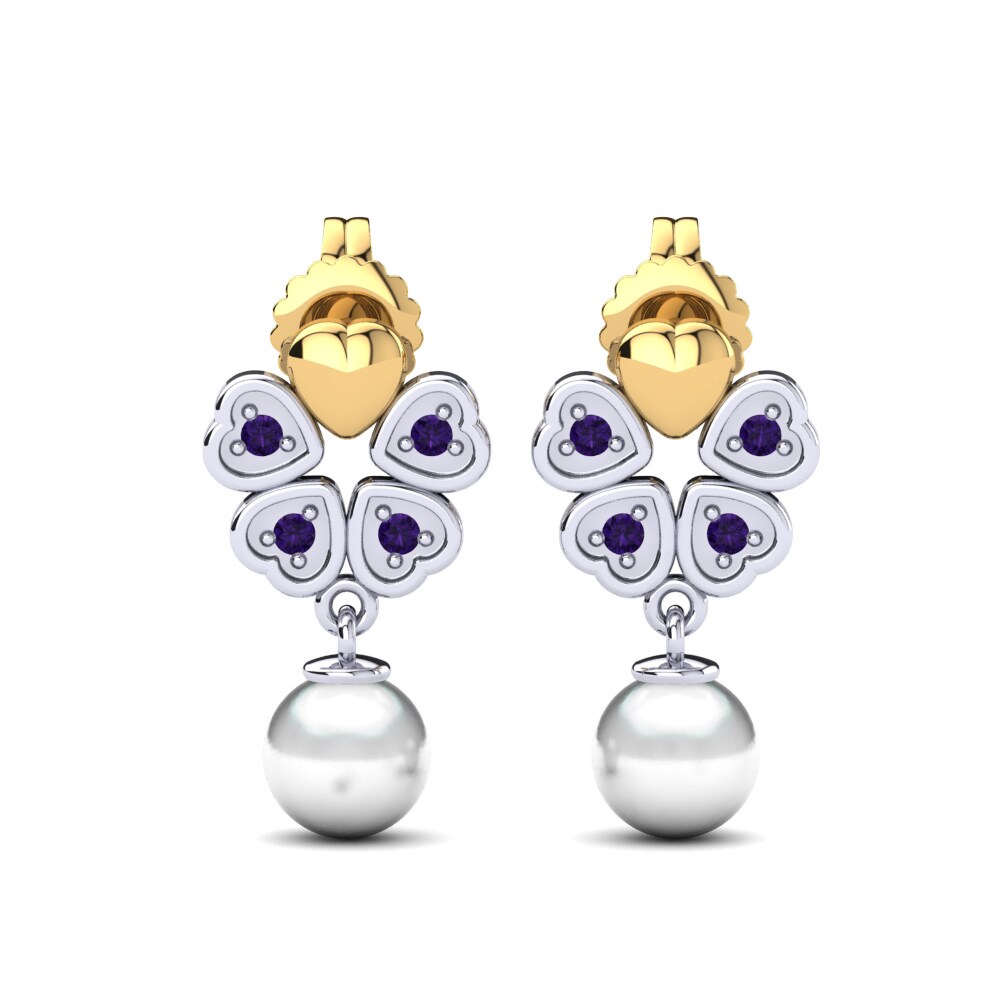 375 Gelb & Weißgold Amethyst Damen ohrring Zemira