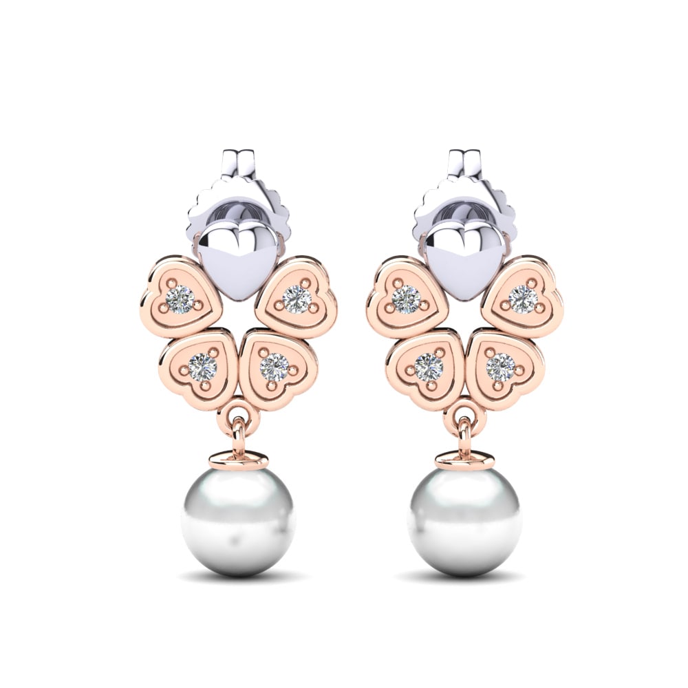 750 Weiß & Rotgold Zirkonia Damen ohrring Zemira