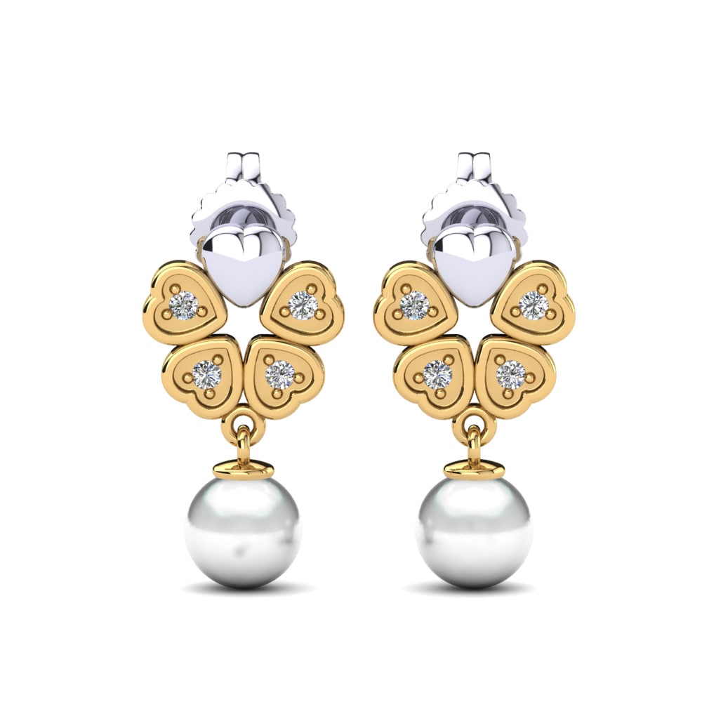 585 Weiß & Gelbgold Zirkonia Damen ohrring Zemira