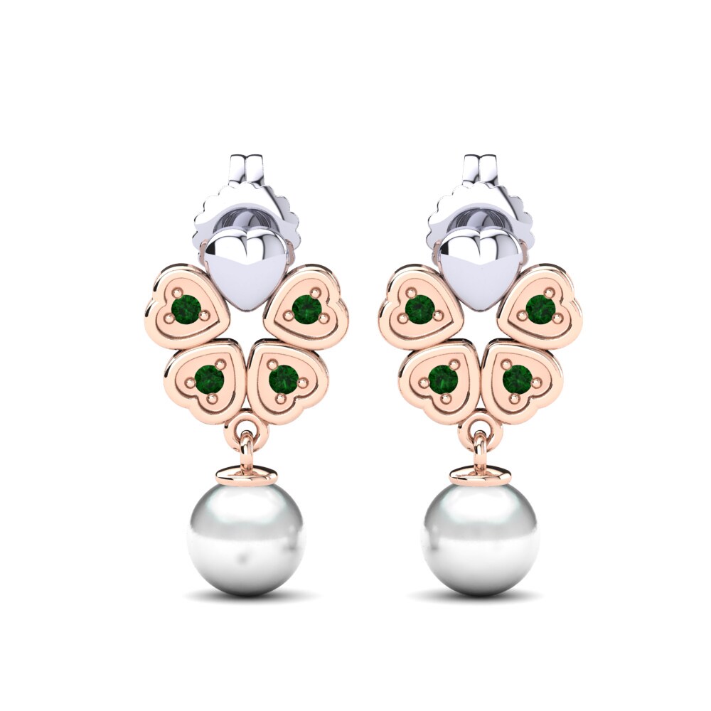 585 Weiß & Rotgold Grüner Zirkonia Damen ohrring Zemira