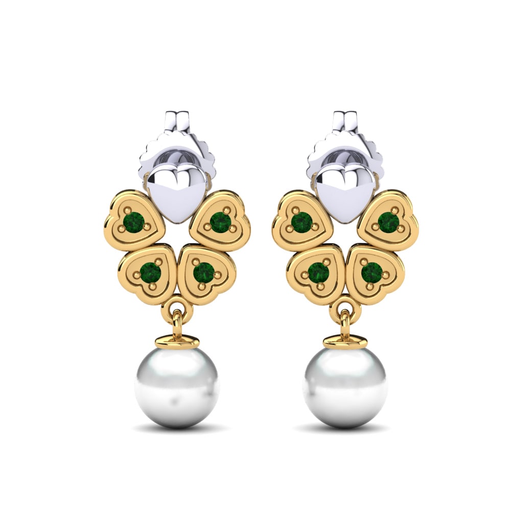 750 Weiß & Gelbgold Smaragd Damen ohrring Zemira