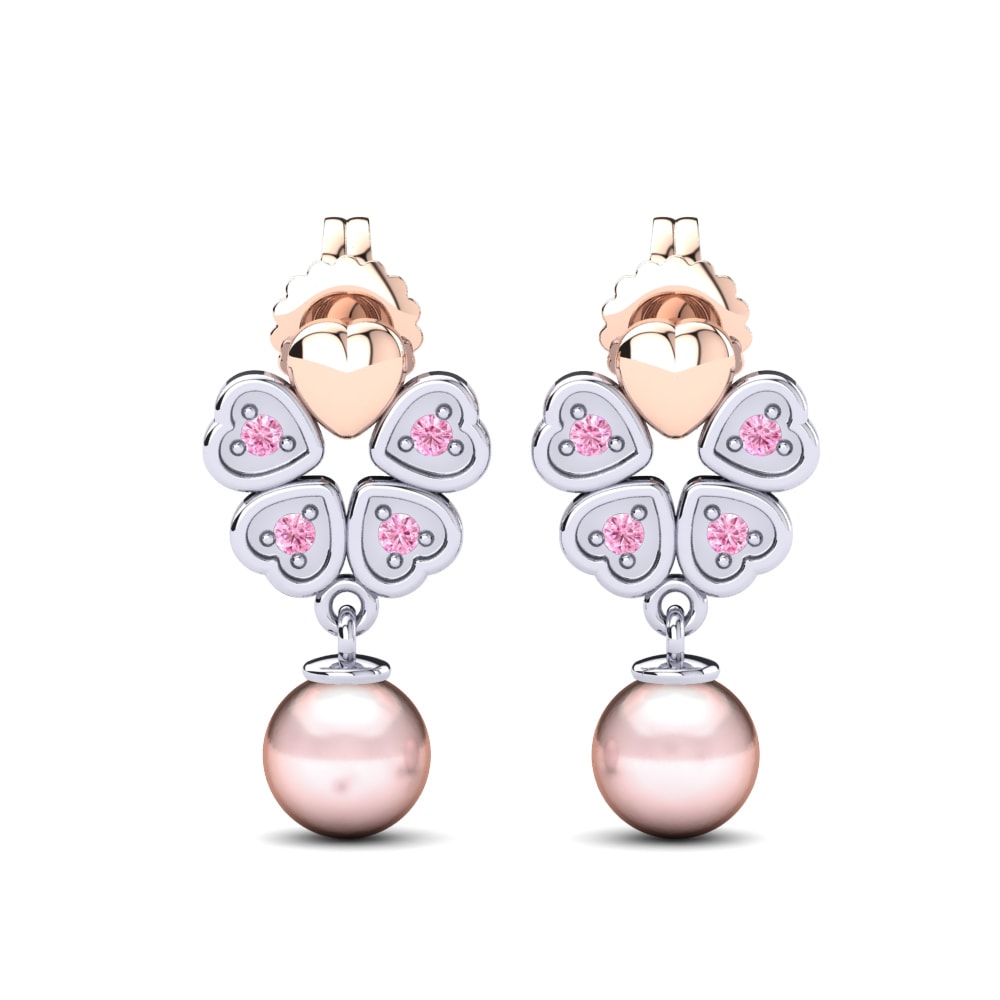 14ct Rose & White Gold Pink Sapphire Women's Earring Zemira