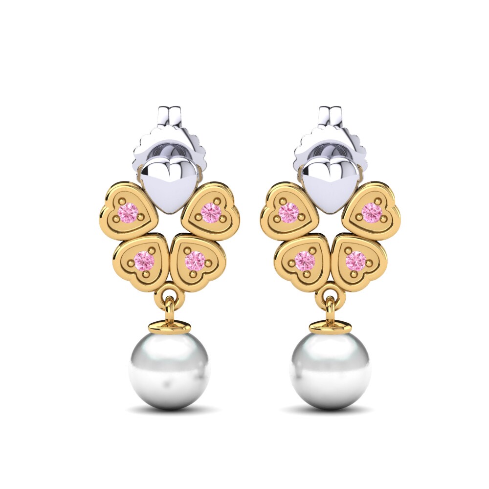 375 Weiß & Gelbgold Rosa Saphir Damen ohrring Zemira