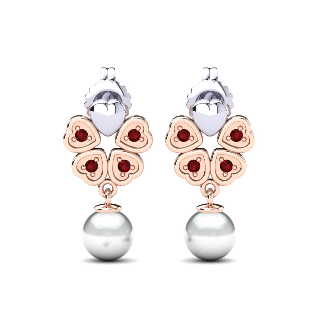 585 Weiß & Rotgold Roter Zirkonia Damen ohrring Zemira