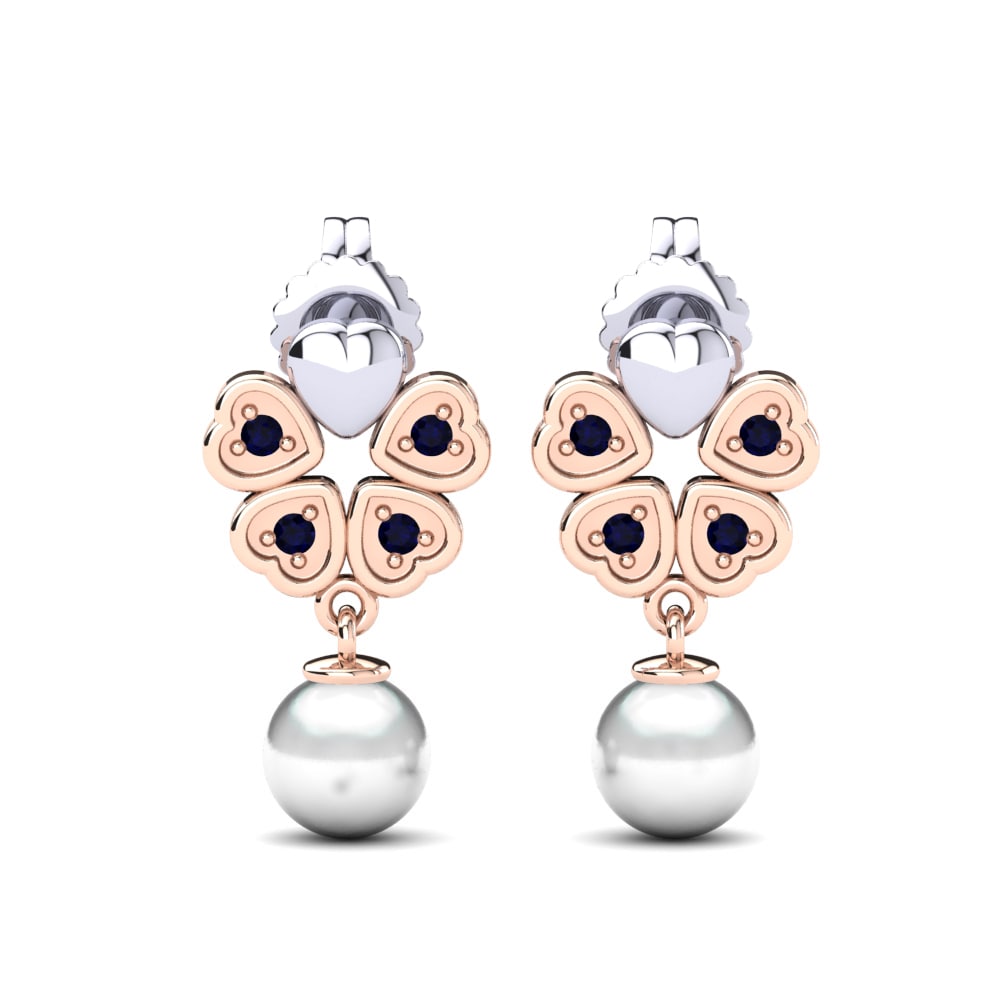 585 Weiß & Rotgold Dunkelblauer Zirkonia Damen ohrring Zemira