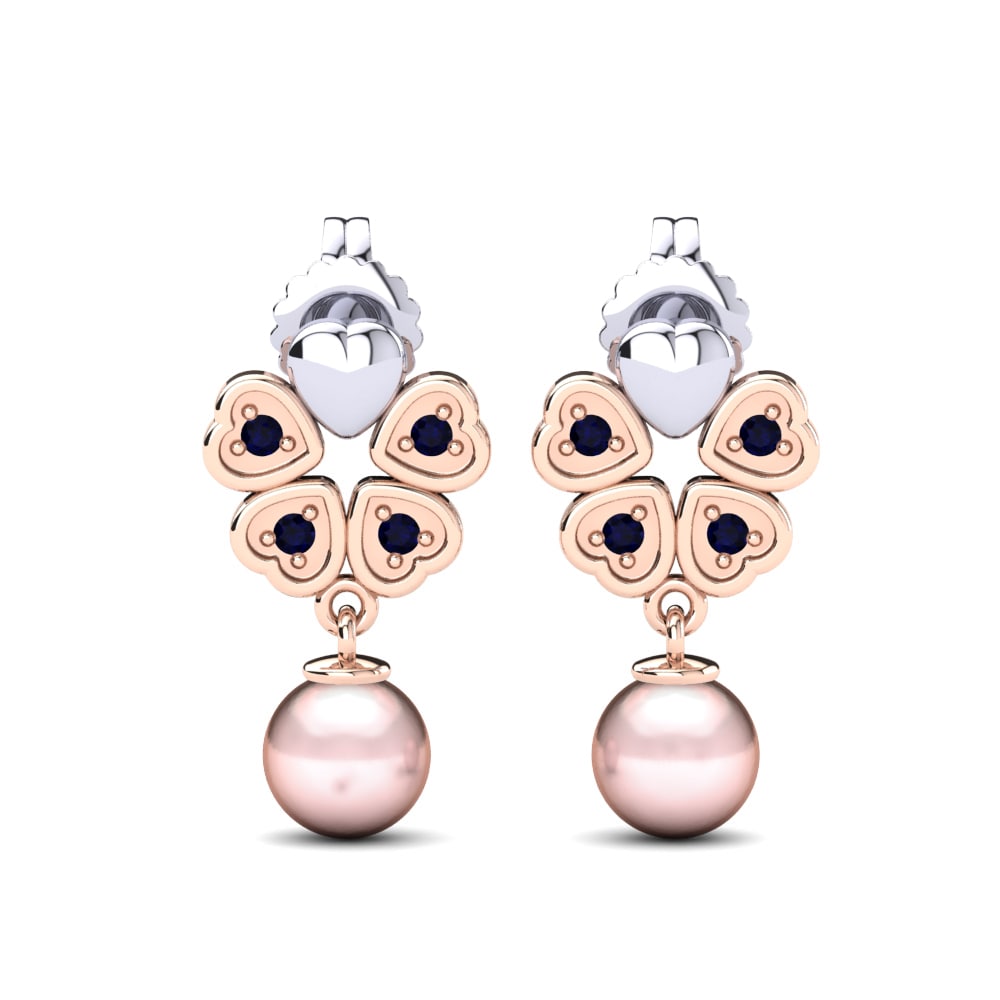 18ct White & Rose Gold Sapphire Women's Earring Zemira