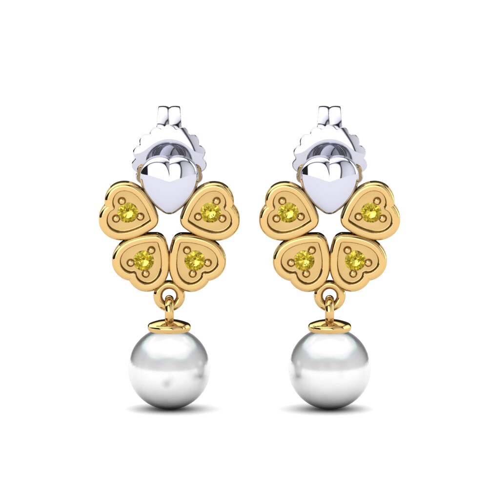 375 Weiß & Gelbgold Gelber Saphir Damen ohrring Zemira