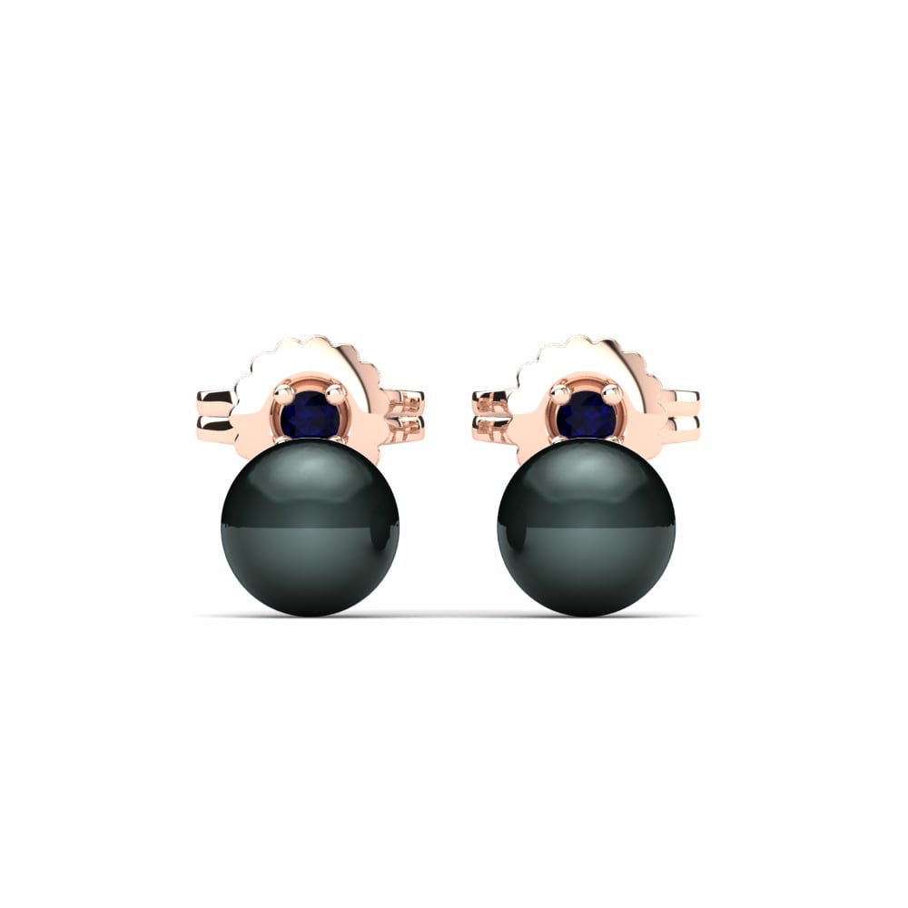 Rotgold 750 Dunkelblauer Zirkonia Damen ohrring Lamarria