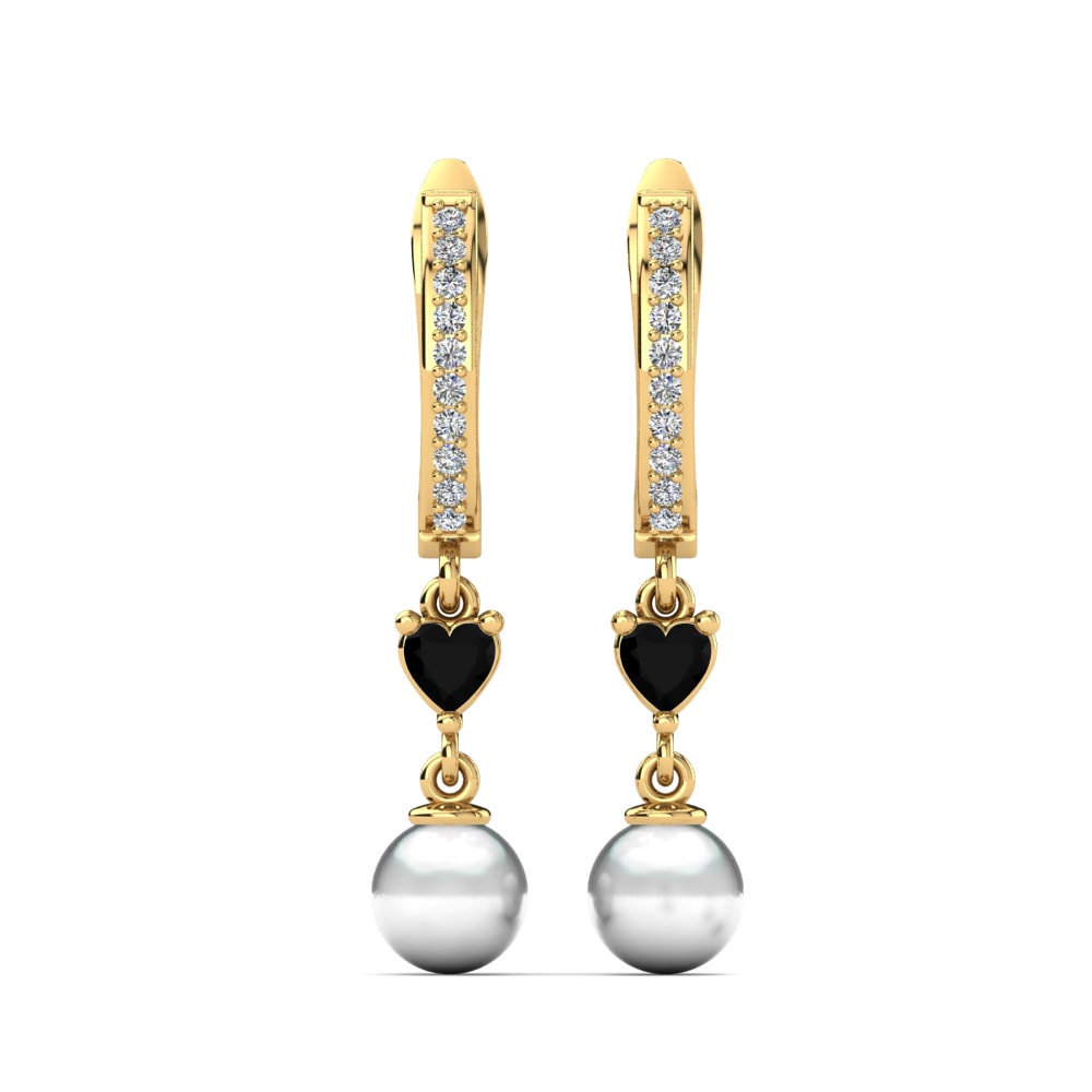 14ct Yellow Gold Black Onyx Women's Earring Lametria