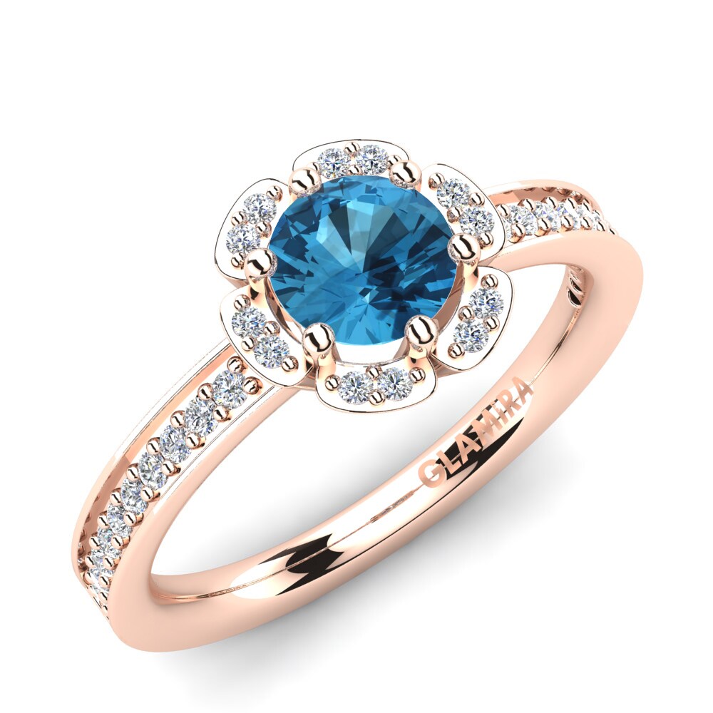 14ct Rose Gold Blue Topaz Engagement Ring Pammes