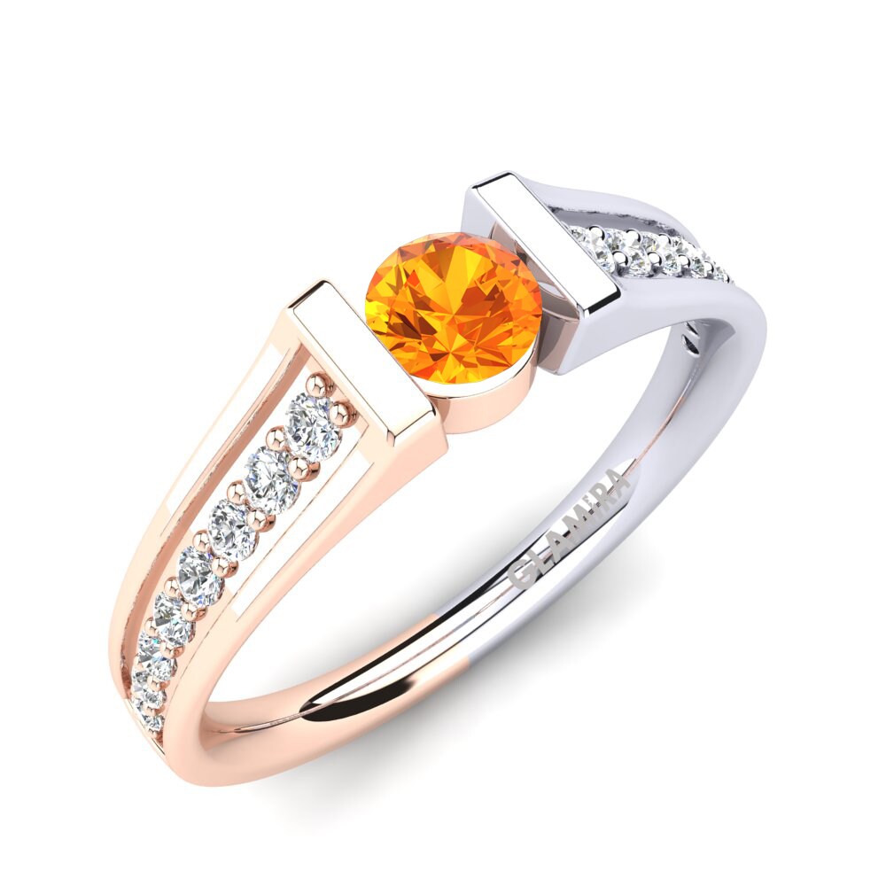 9k Rose & White Gold Citrine Engagement Ring Panni