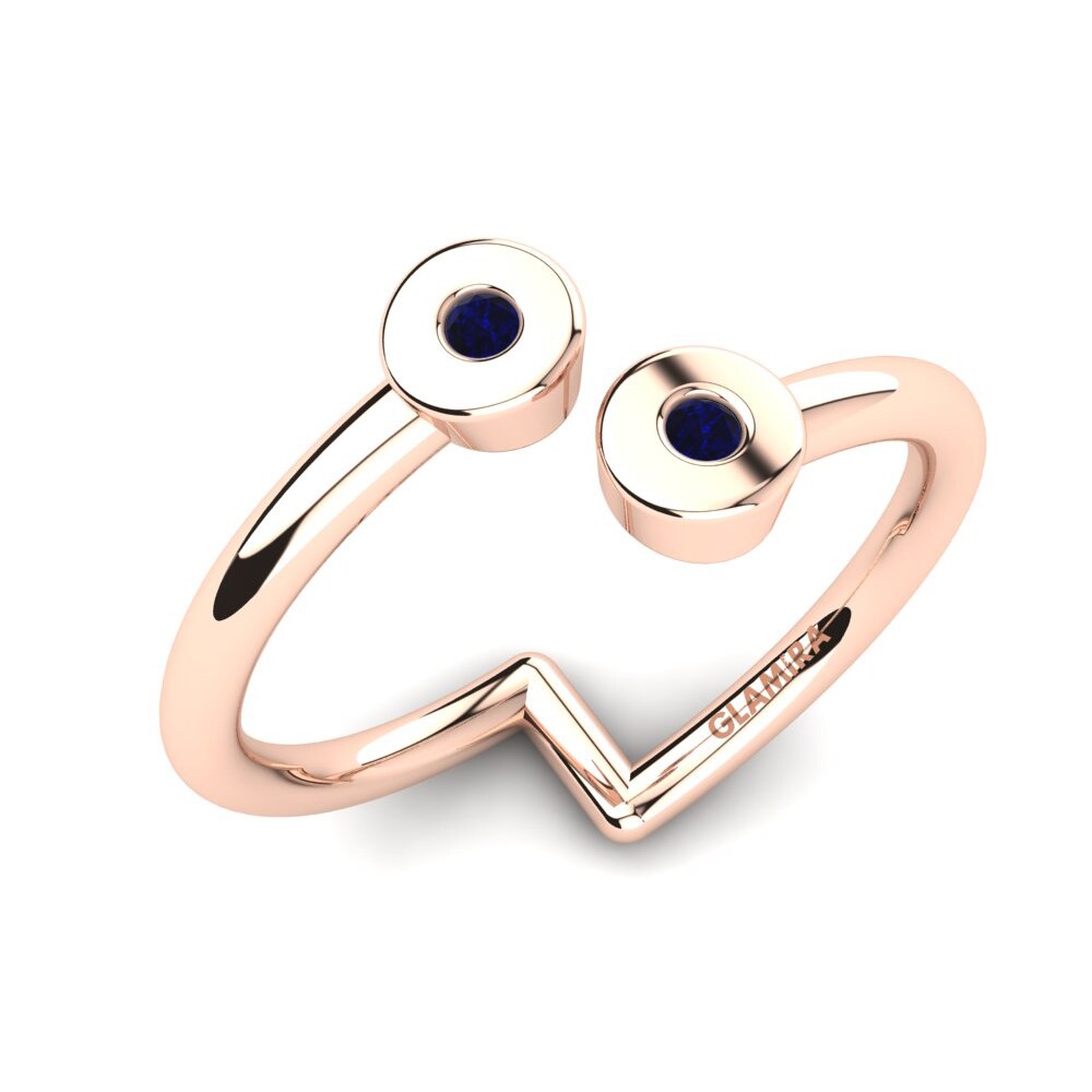 14k Oro Rosa Circonita Azul Oscuro Anillo Pelagia