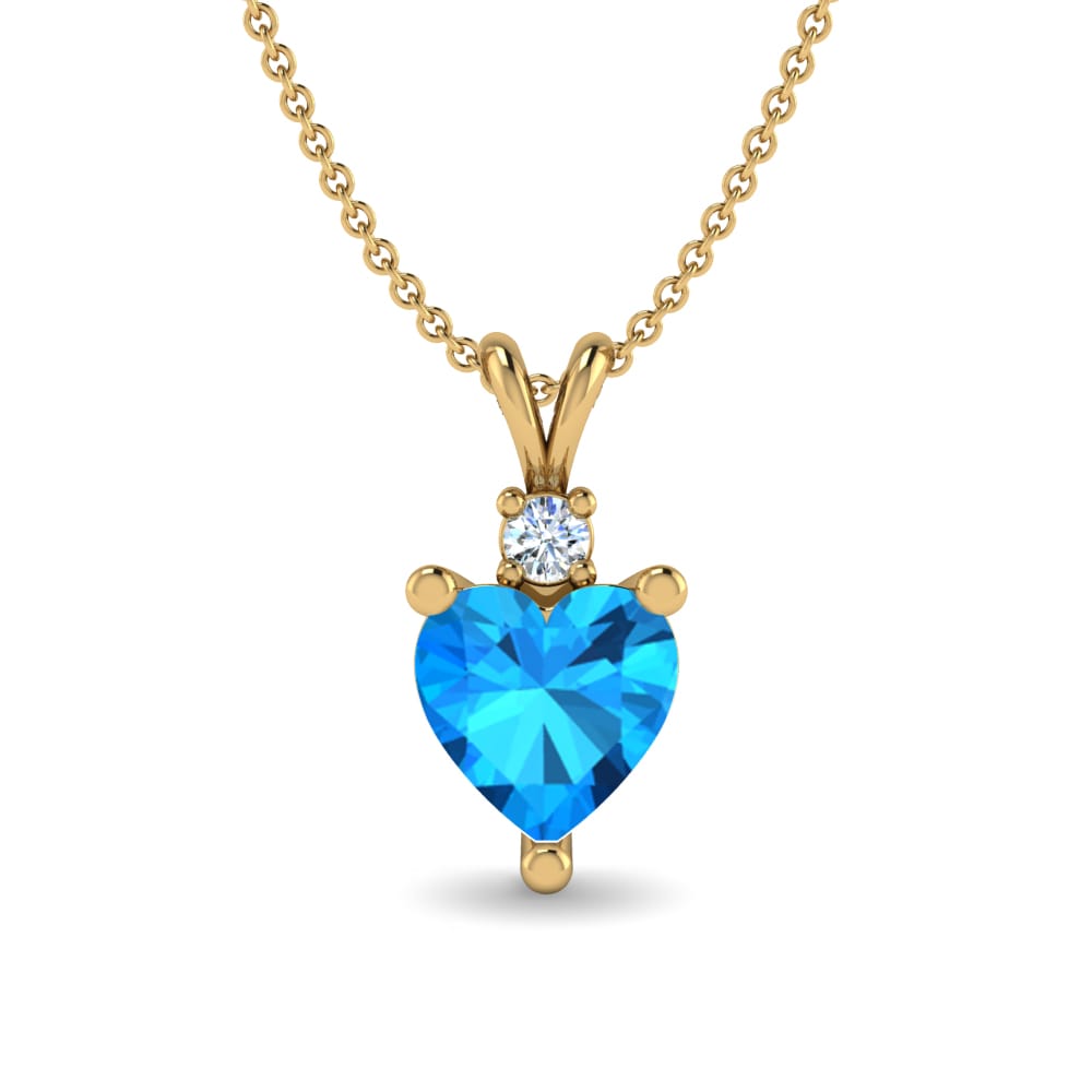 14ct Yellow Gold Blue Topaz Women's Pendant Olga