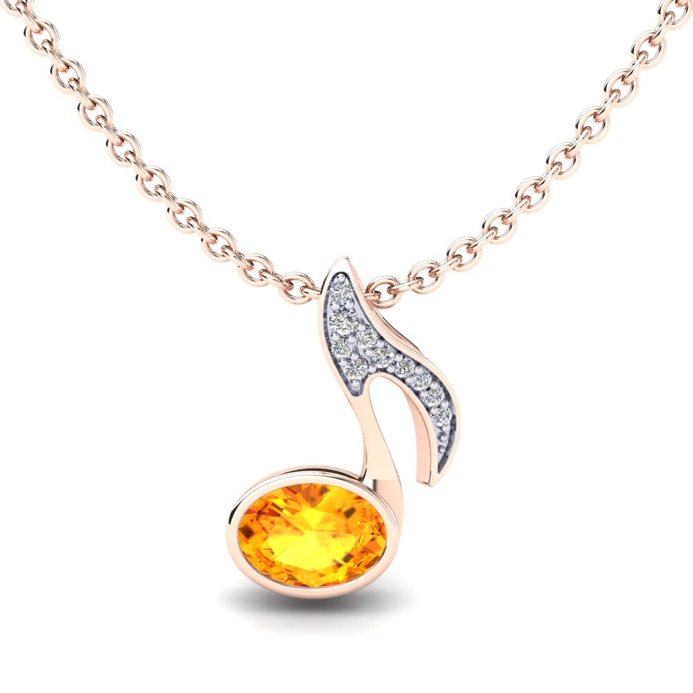 9k Rose & White Gold Citrine Women's Pendant Berta