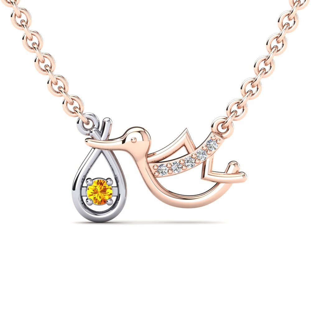9k Rose & White Gold Citrine Women's Necklace Sasha