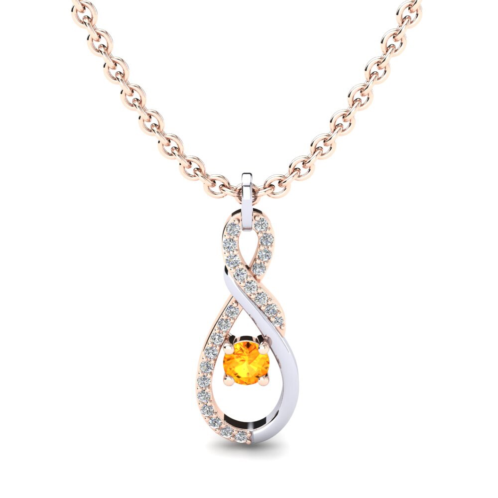 9k Rose & White Gold Citrine Women's Pendant Griselda
