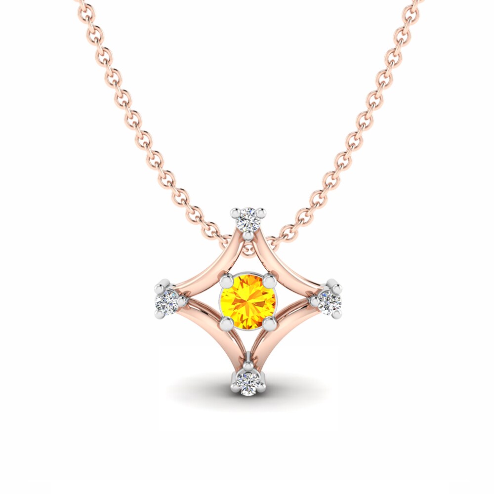 9k Rose & White Gold Citrine Women's Pendant Helga