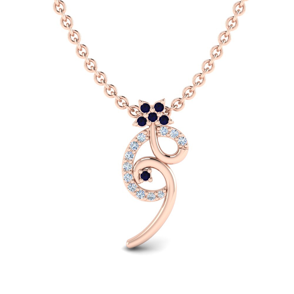 Vàng Hồng 9K Đá Zirconia Xanh Lam Mặt dây chuyền nữ Blanka