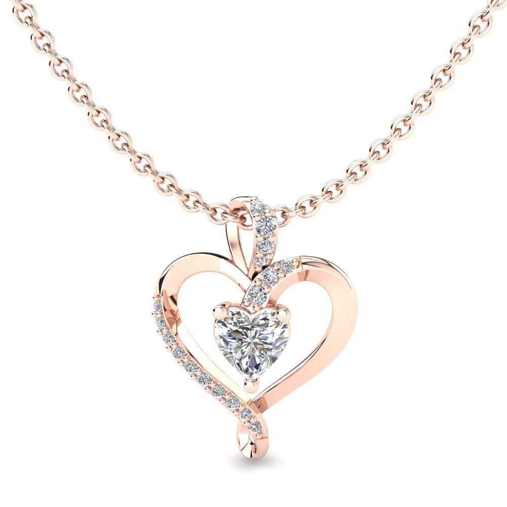 Dây chuyền Vàng Hồng 18K Kim Cương Nhân Tạo Trái tim